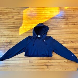 Cropped Navy Champion Hoodie